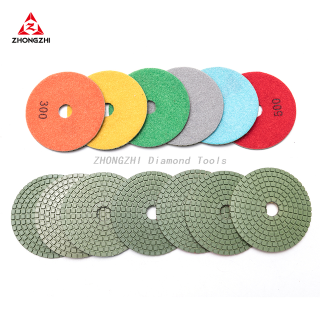 5 Inch Diamond Polishing Pads with 1Pcs 5 Inch Backer Pad, 6Pcs 50-800 Grit Polishing Pad Kit Fit for Drill, Grinder, Polisher