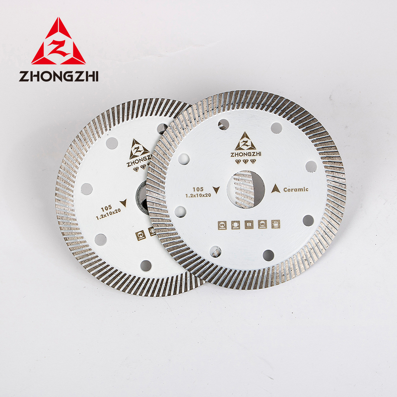 Diameter 105mm Super Thin Diamond Continuous Turbo Rim Hot Press Saw Blade for Cutting Ceramic Porcelain Tiles