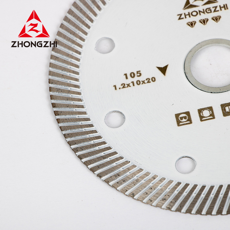 Diameter 105mm Super Thin Diamond Continuous Turbo Rim Hot Press Saw Blade for Cutting Ceramic Porcelain Tiles