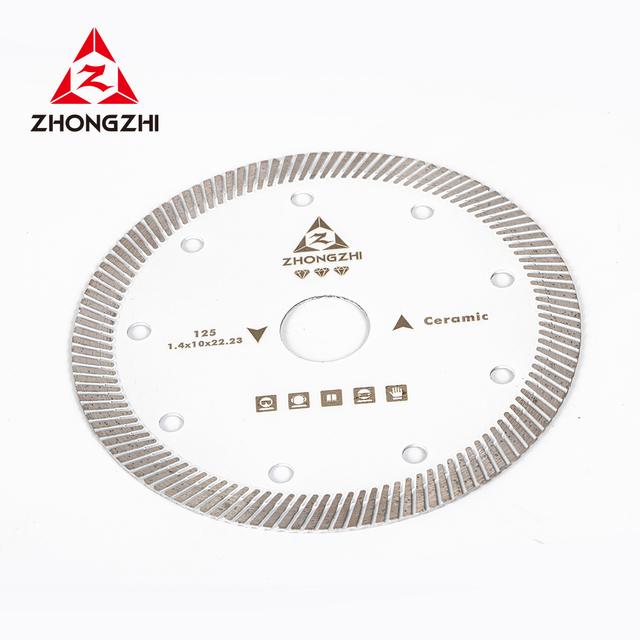 Diameter 105mm Super Thin Diamond Continuous Turbo Rim Hot Press Saw Blade for Cutting Ceramic Porcelain Tiles