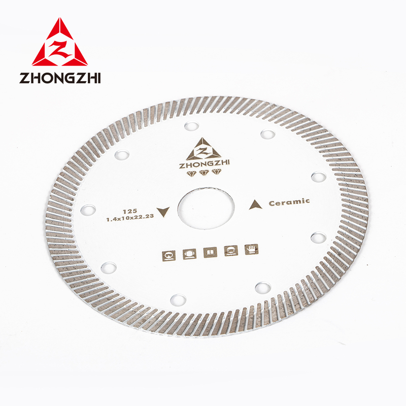 Diameter 105mm Super Thin Diamond Continuous Turbo Rim Hot Press Saw Blade for Cutting Ceramic Porcelain Tiles